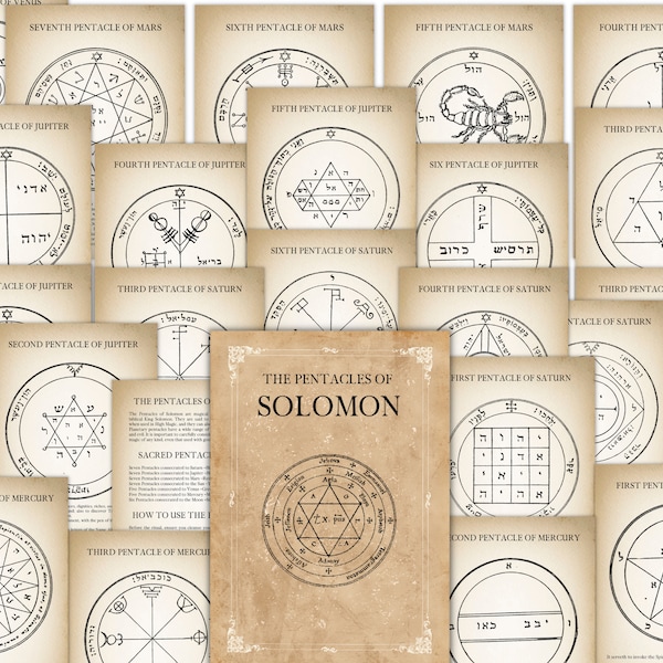 The PENTACLES of SOLOMON BUNDLE 61 Pages, Seven Pentacles of the Key of Solomon, Solomon Seals, Pentagram of Solomon