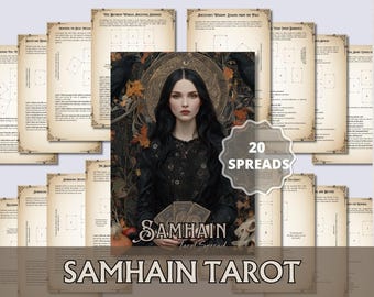 Samhain Tarot Spreads Printable | 20 Ancestral & Shadow Work Layouts | Book of Shadows PDF, Halloween Witchcraft Guide