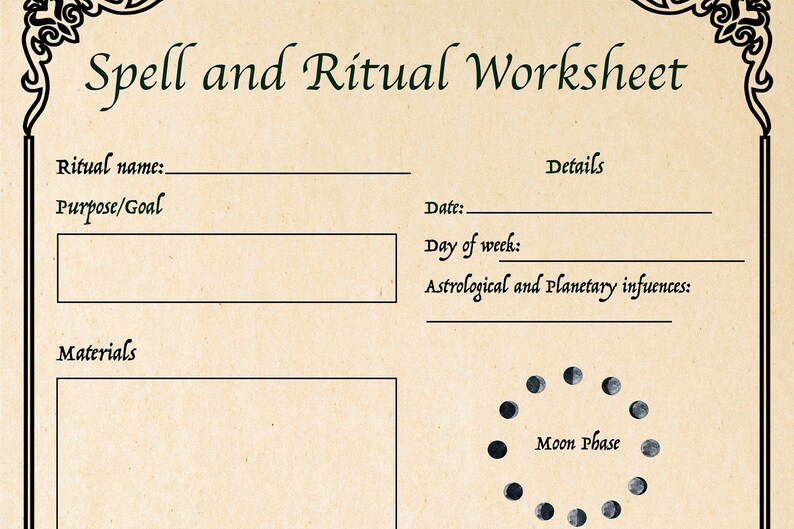 SPELL & RITUAL TEMPLATES 2 Pages Record your spells and Etsy