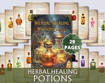 Herbal Healing Potions | Magical Herbalism Guide PDF | Potion Recipes, Green Witch Grimoire, Herbal Remedies & Natural Magic Book