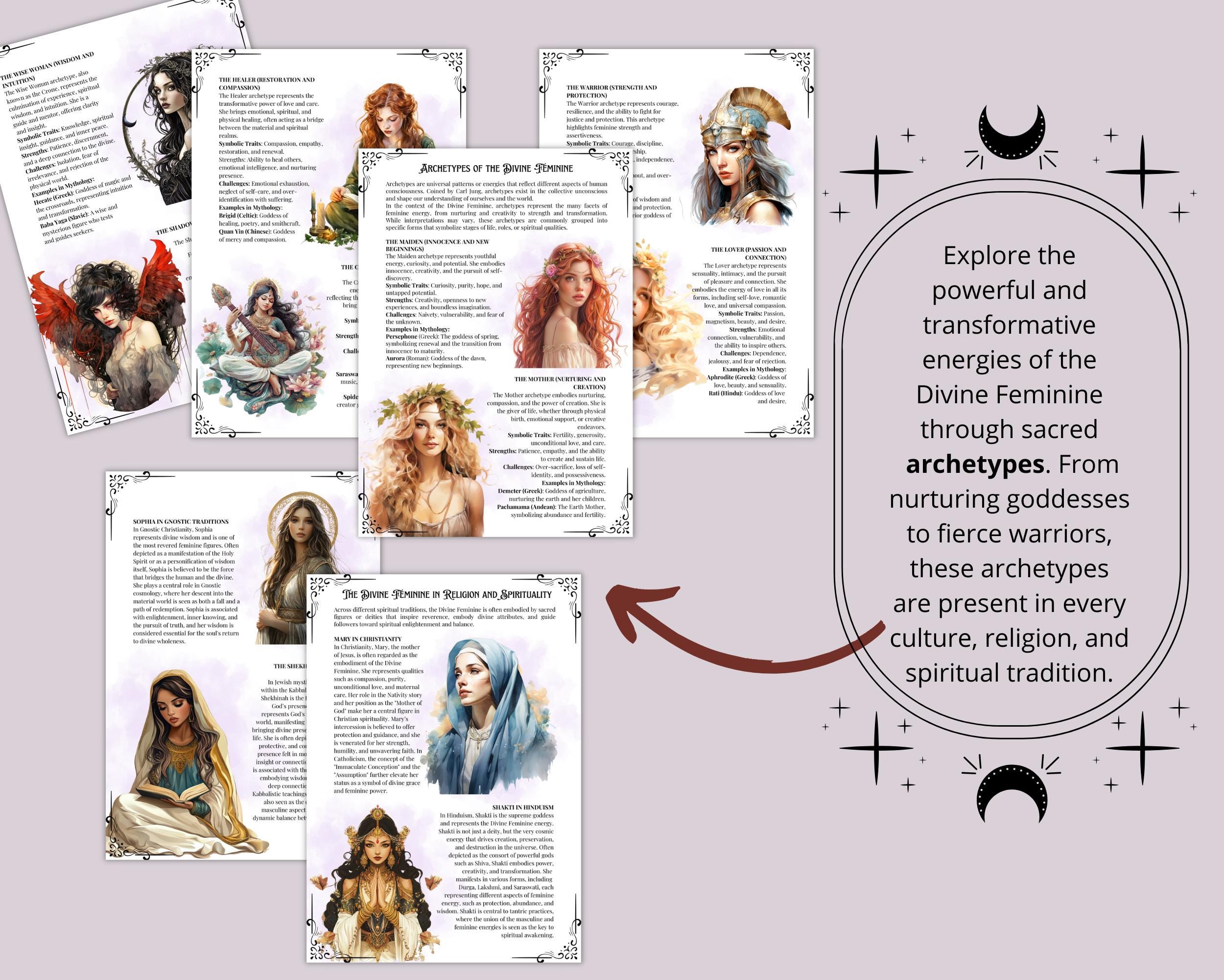 Divine Feminine Workbook PDF | Goddess Archetypes, Shadow Work & Moon ...