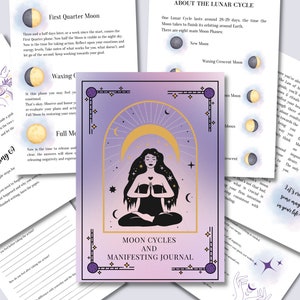 Moon Cycles & Manifestation Journal Printable | Digital Manifestation Guide | Law of Attraction Workbook | Dream Journal |  Digital PDF