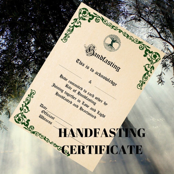 HANDFASTING CERTIFICATE Printable Instant Download Etsy
