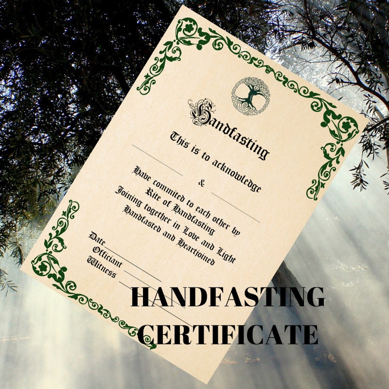 HANDFASTING CERTIFICATE Printable Instant Download | Etsy