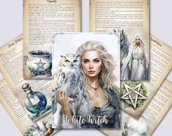 White Witch. Beautiful pages for your Grimoire or Book Of Shadows. Printable