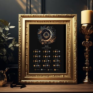 2025. Prachtige maankalender afdrukbaar | Kalender maanstanden | Digitale download