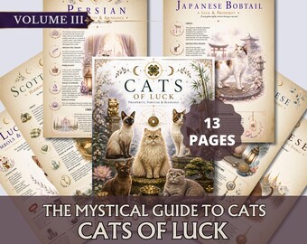 The Mystical Guide to Cats Vol. III | Cats of Luck | Lucky Cat Symbolism | Prosperity Magic | Maneki Neko | Printable Grimoire PDF