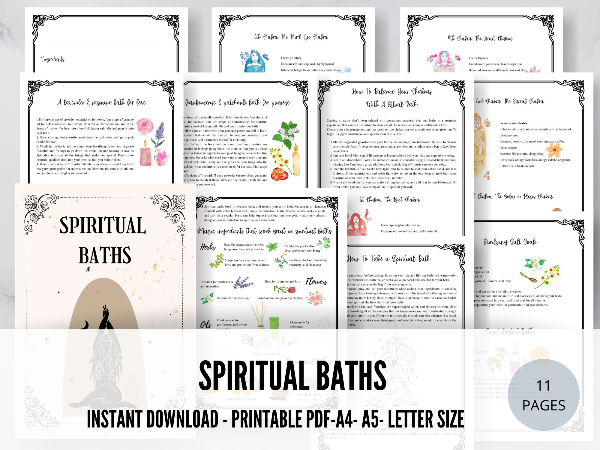 Spiritual Baths Ritual Instructions Printable PDF Download Etsy