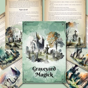 Graveyard magick: A Basic Witch's guide. Beautiful pages for your Book Of Shadows. Instant download.