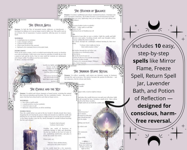 Return to Sender Printable Grimoire Pages — Ethical Reversal Spells, Protection Rituals & Energy Cleansing for Your Altar image 6