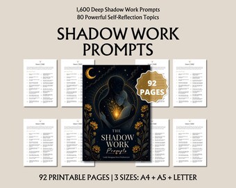 Shadow Work  PDF | 1600 Prompts | Inner Child Workbook | Self Love, Trauma Healing & Self Discovery