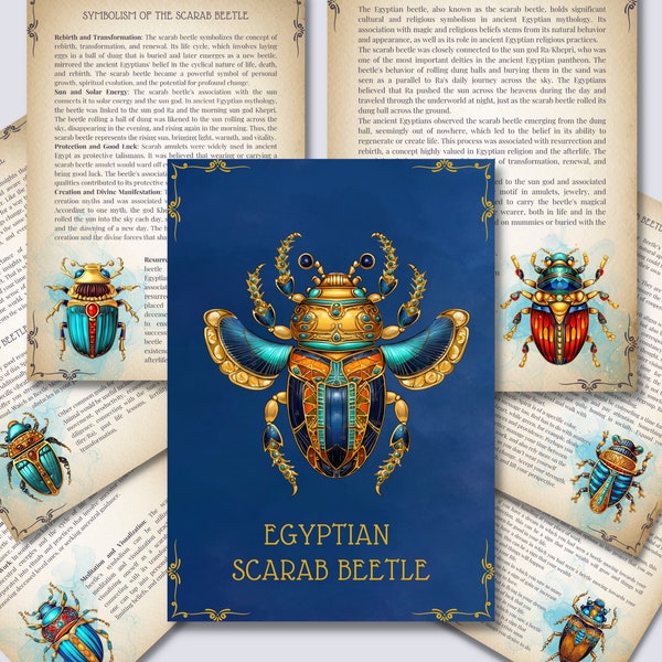 Ancient Egyptian Scarab Beetles. Spirit Animal. Beautiful pages for your Book Of Shadows. Instant download.