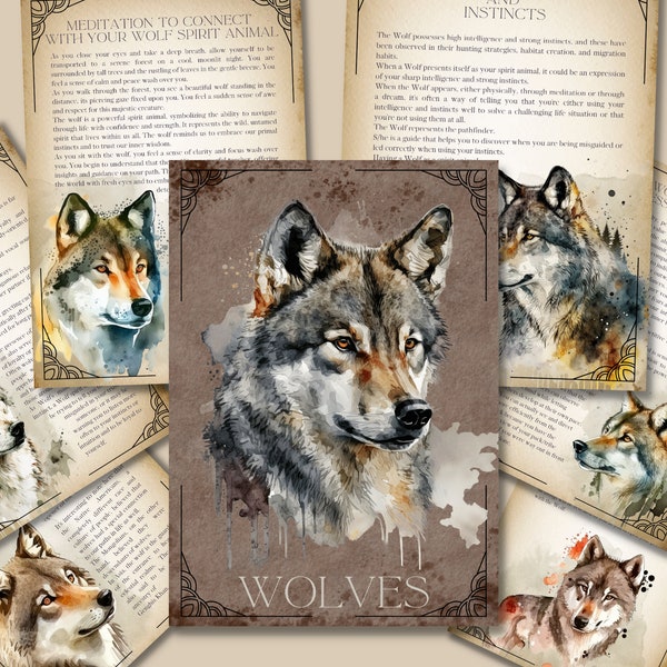 WOLVES. Beautiful pages for your Book Of Shadows. Instant download