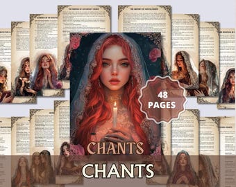 Witchcraft Chants Printable Grimoire PDF – Protection, Healing, Love, Prosperity & Self-Empowerment Spells Book | Digital Ritual Guide