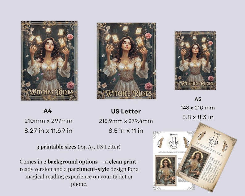 Hexen Runen Grimoire Seiten PDF | Digitales Weissagungs-Handbuch | Druckbares Buch der Schatten für Runenmagie Bild 8