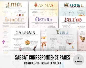 Witchcraft Sabbats Correspondences: Wheel of The Year Grimoire Pages (PDF)