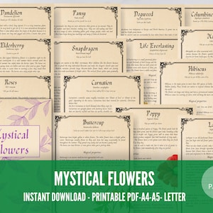 Mystical Flowers Grimoire Pages: Green Witch Herbalism (Printable PDF)