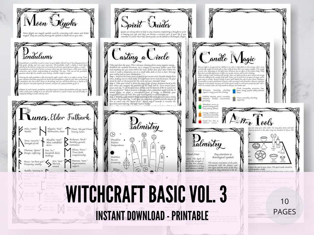 Witchcraft Basics Vol. 3 • Beginner Grimoire Pages • Printable Book of ...
