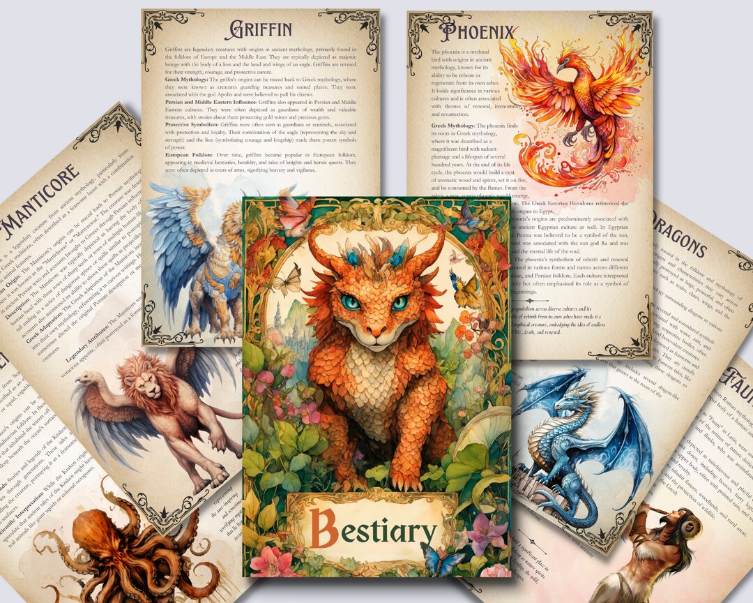 BESTIARY. Mythical Creatures - Beautiful Pages for Your Grimoire or ...