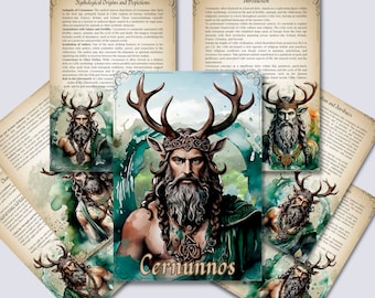 Cernunnos. Dio gaelico degli animali e dei luoghi selvaggi. Bellissime pagine per il tuo Grimorio o Libro delle Ombre. Stampabile.