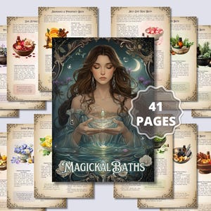 25 Magickal Bath Spells & Ritual Recipes | Printable Grimoire Pages  | Witchcraft Self-Care Digital Download