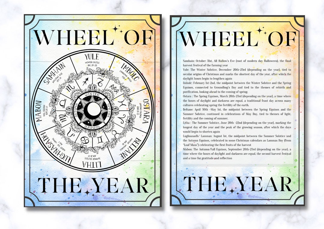 Wheel of the Year Printable Pages. Pagan. Witchcraft. Book of Shadows. Grimoire. Instant Digital