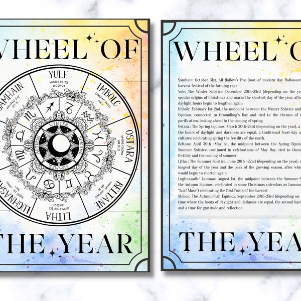 Wheel of The Year Printable Pages. Pagan. Witchcraft. Book Of Shadows. Grimoire. Instant Digital Download