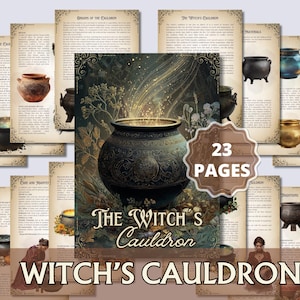 Witch Cauldron Grimoire Pages | Printable Book of Shadows PDF on History, Symbolism, Rituals, Consecration & Prayers