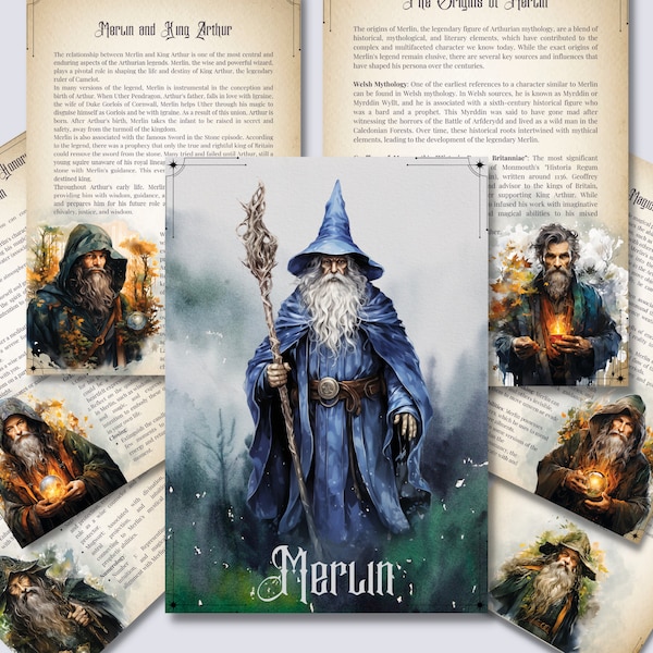 Merlin. The Wizard. Beautiful pages for your Book Of Shadows.