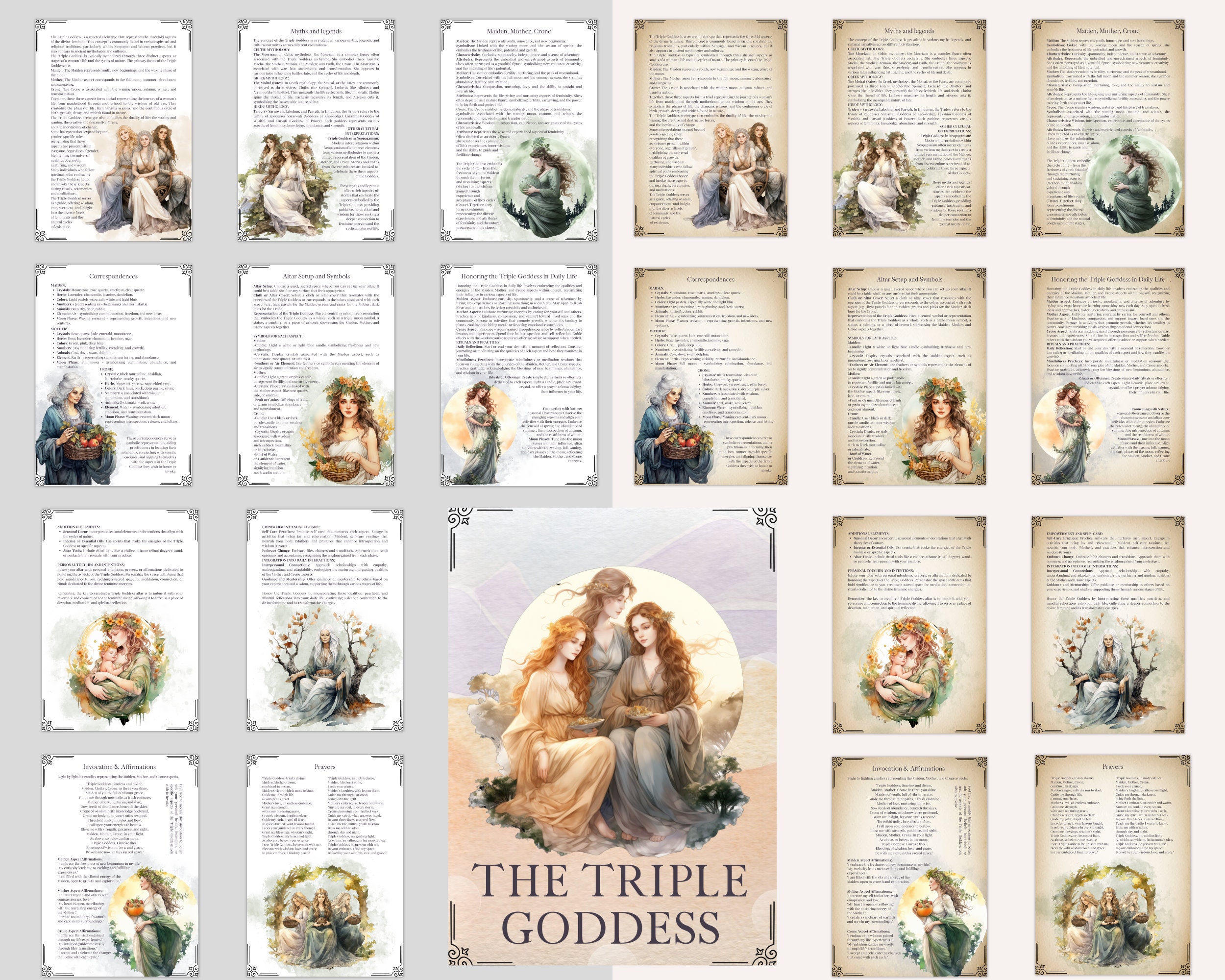 Triple Goddess Book of Shadows Pages: Printable Grimoire (PDF) - Etsy