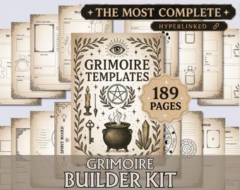Grimoire Builder Kit | 189 Hyperlinked Book of Shadows Templates, Spell Jars, Correspondences, Moon Phases & More