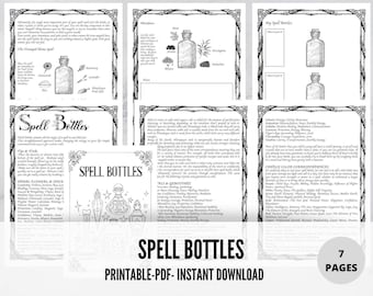 Bouteilles de sorts, bouteilles de sorcière, téléchargement numérique, page de travail