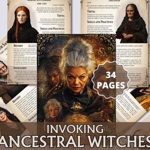 Afdrukbare grimoire-pdf met aanroepen van voorouderlijke heksen – gids voor historische heksen, rituelen, aanroepingen en magische wijsheid