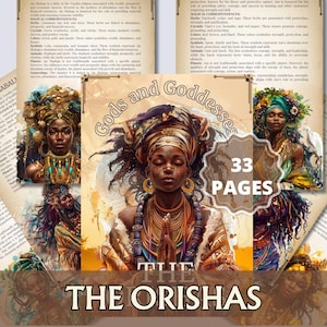 Grimorio imprimible en PDF de los Dioses y Diosas Orishas: guía de deidades yoruba, correspondencias, invocaciones y simbolismo.