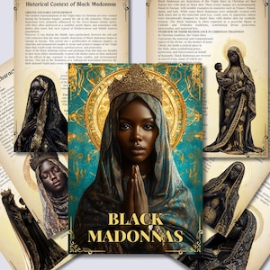 Zwarte Madonna's. Prachtige pagina's voor je Grimoire of Book Of Shadows. Afdrukbaar.
