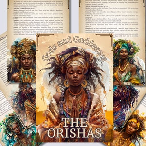 De orisha's. Goden en godinnen. Prachtige pagina's voor je Grimoire of Book Of Shadows. Afdrukbaar