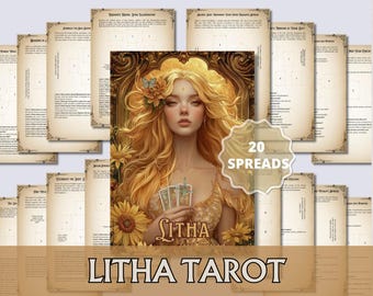 Litha Tarot Spread Printable | 20 Summer Solstice Spreads | Book of Shadows | Wicca Sabbat PDF