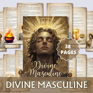 Divine Masculine Grimoire pages. Archetypes, Rituals, Meditation & Shadow Work Journal | Spiritual Energy Grimoire