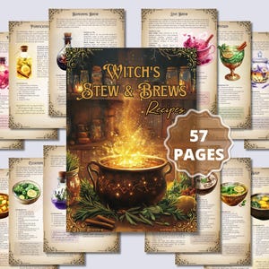 Hexeneintopf und Gebräu. 50 Verzaubernde Rezepte für Körper und Seele. Wunderschöne Seiten für dein Grimoire oder das Buch Der Schatten. Druckbar