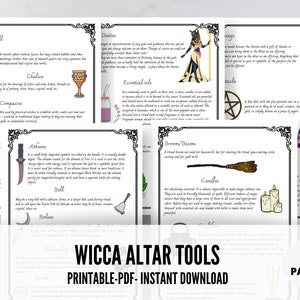 5 Digital Pages Wicca Altar tools, Book Of Shadows, Witch tools