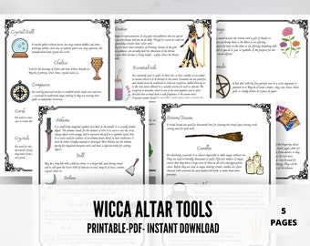 5 Digital Pages Wicca Altar tools, Book Of Shadows, Witch tools