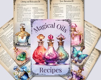 50 Magical Oils, Witchcraft Grimoire Pages, Oil ritual, Grimoire printable pages