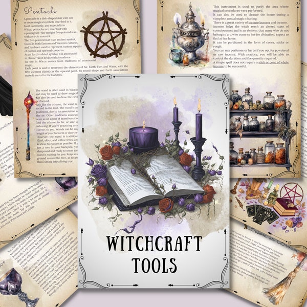 Witchcraft Tools. Beautiful pages for your Book Of Shadows. Instant download