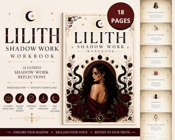 Shadow Work Workbook Printable PDF | Guided Shadow Work Journal | Self Discovery Workbook | Healing Journal | Lilith Journal