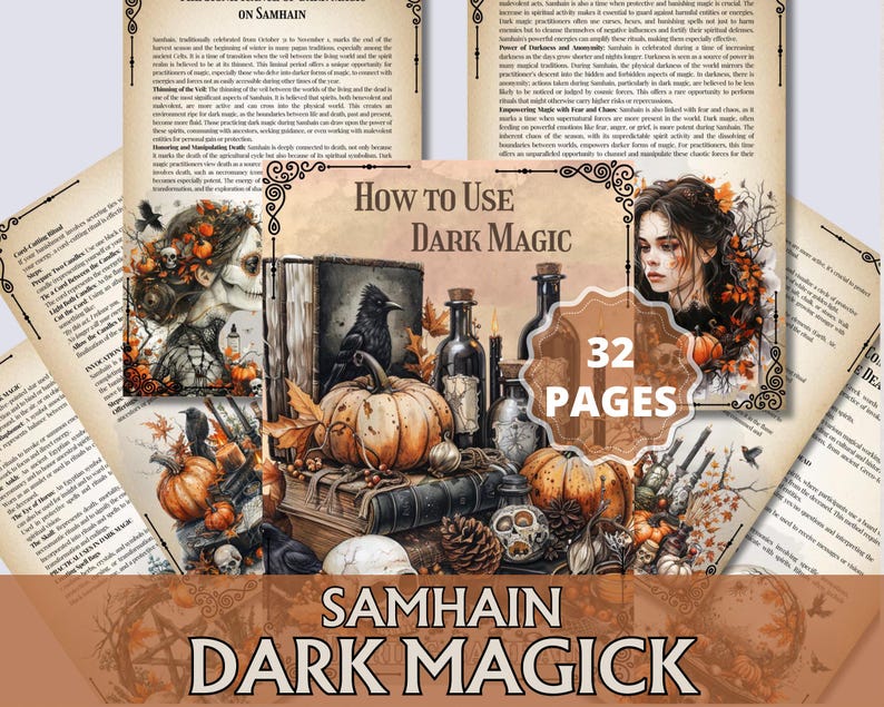 Grimorio di magia oscura per Samhain / Negromanzia, magia del sangue, lavoro sulle ombre e rituali degli inferi / Libro delle ombre stampabile in PDF di stregoneria immagine 1