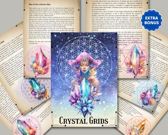 Crystal Grids Guide for Witches • Energy Work & Crystal Magic • Printable Grimoire Pages (PDF)