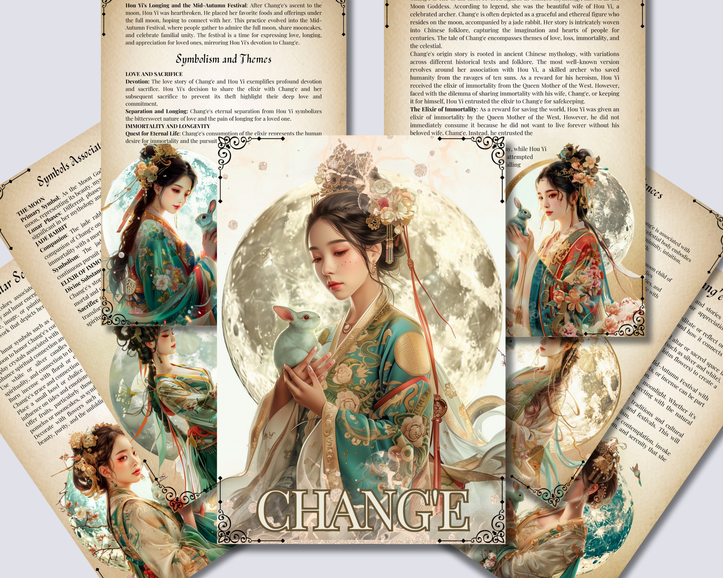 Chang'e Moon Goddess Grimoire Pages: Book of Shadows Printable (PDF)