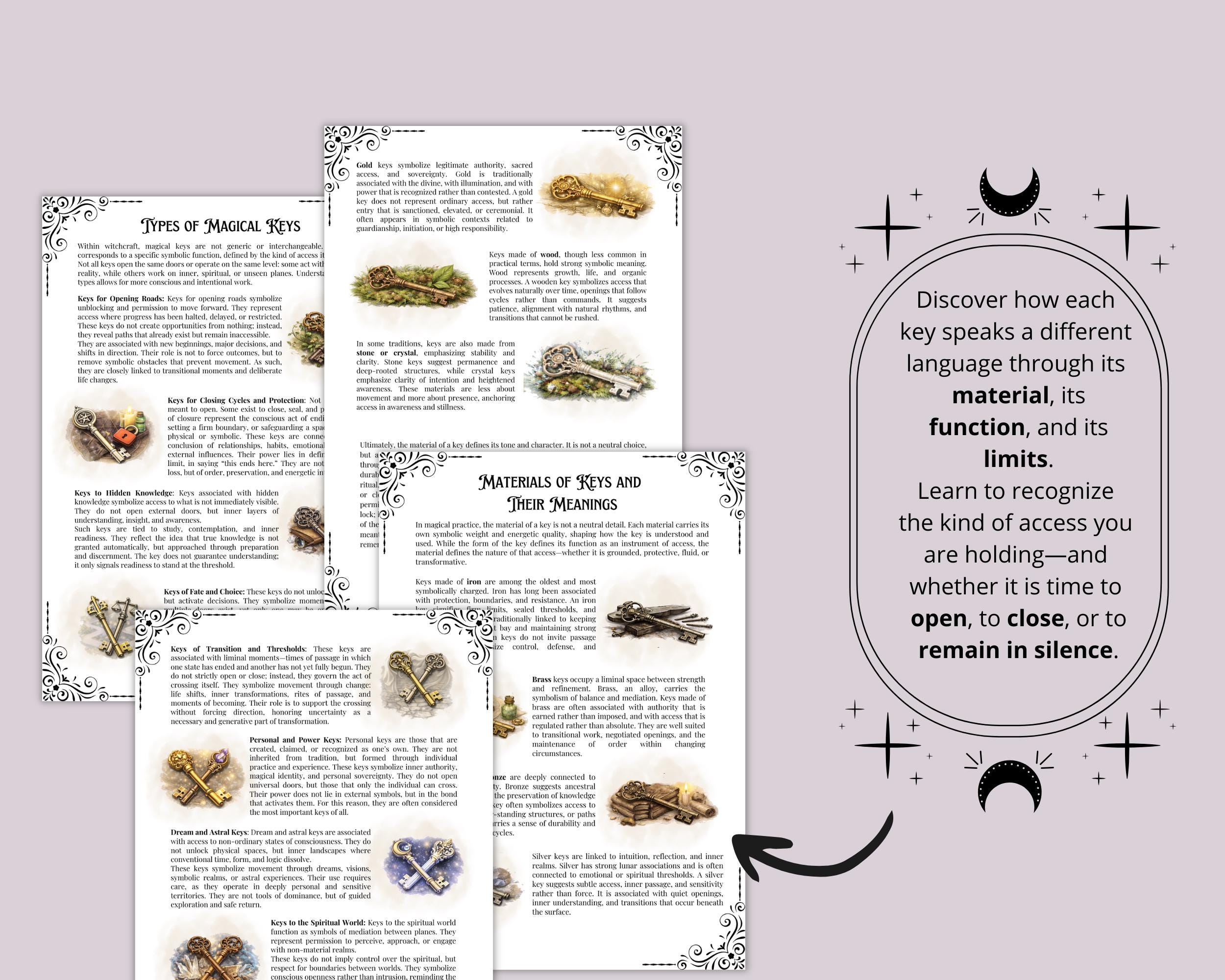 Keys in Witchcraft | Printable Grimoire Pages | Magical Keys, Threshold ...