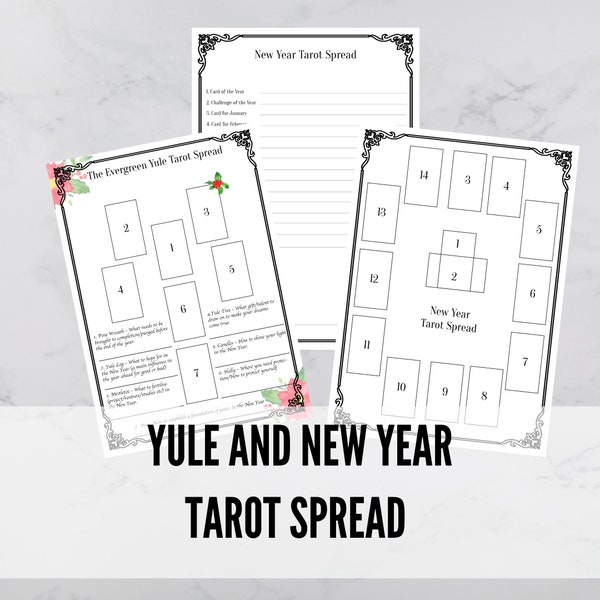 Yule and New Year Tarot Spread, Book of Shadows Pages,  Digital Download