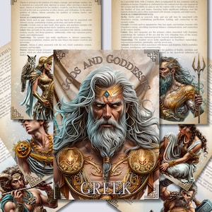 DEI E DEE Greche. Bellissime pagine per il tuo Grimorio o Libro delle Ombre. Stampabile